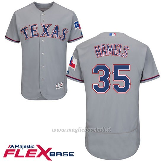 Maglia Baseball Uomo Texas Rangers Cole Hamels Grigio Autentico Collezione Flex Base